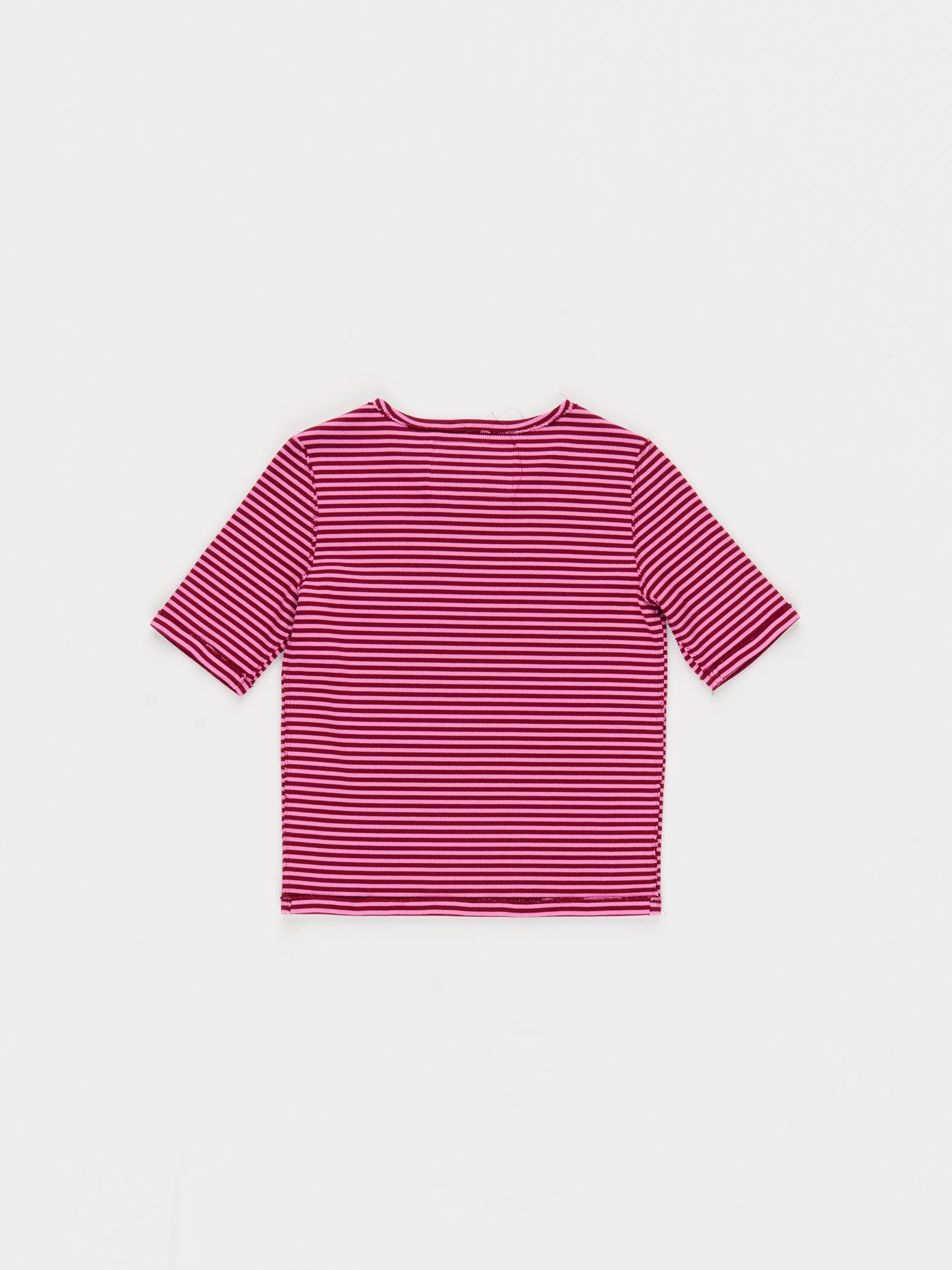 CF.23.01.07.02 FITTED RIB D-NECK TEE 2x1 heavy rib red/pink stripe