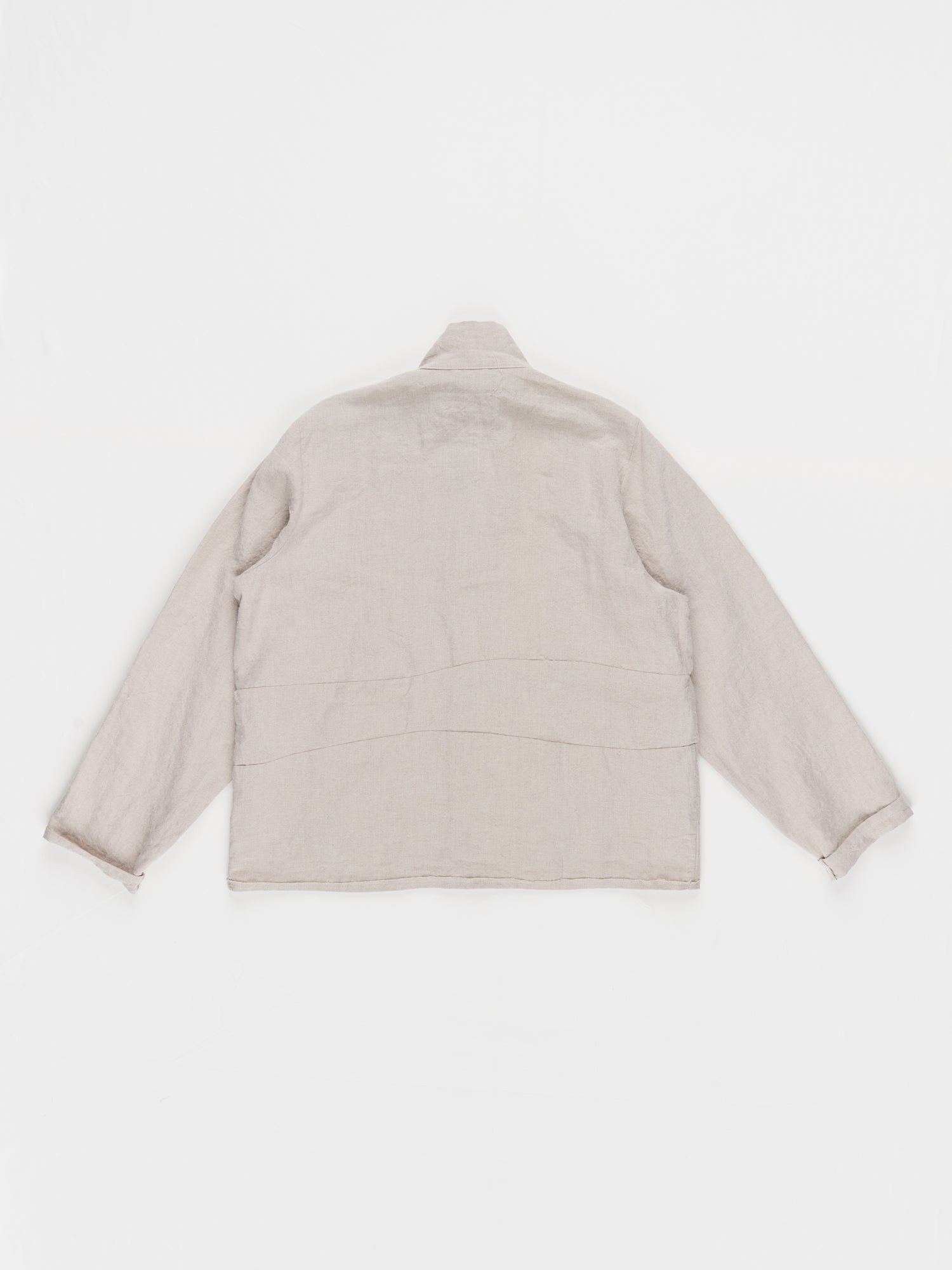CF.23.04.04.02 LS - HALF ZIP STRIPE SHIRT medium weight linen sand