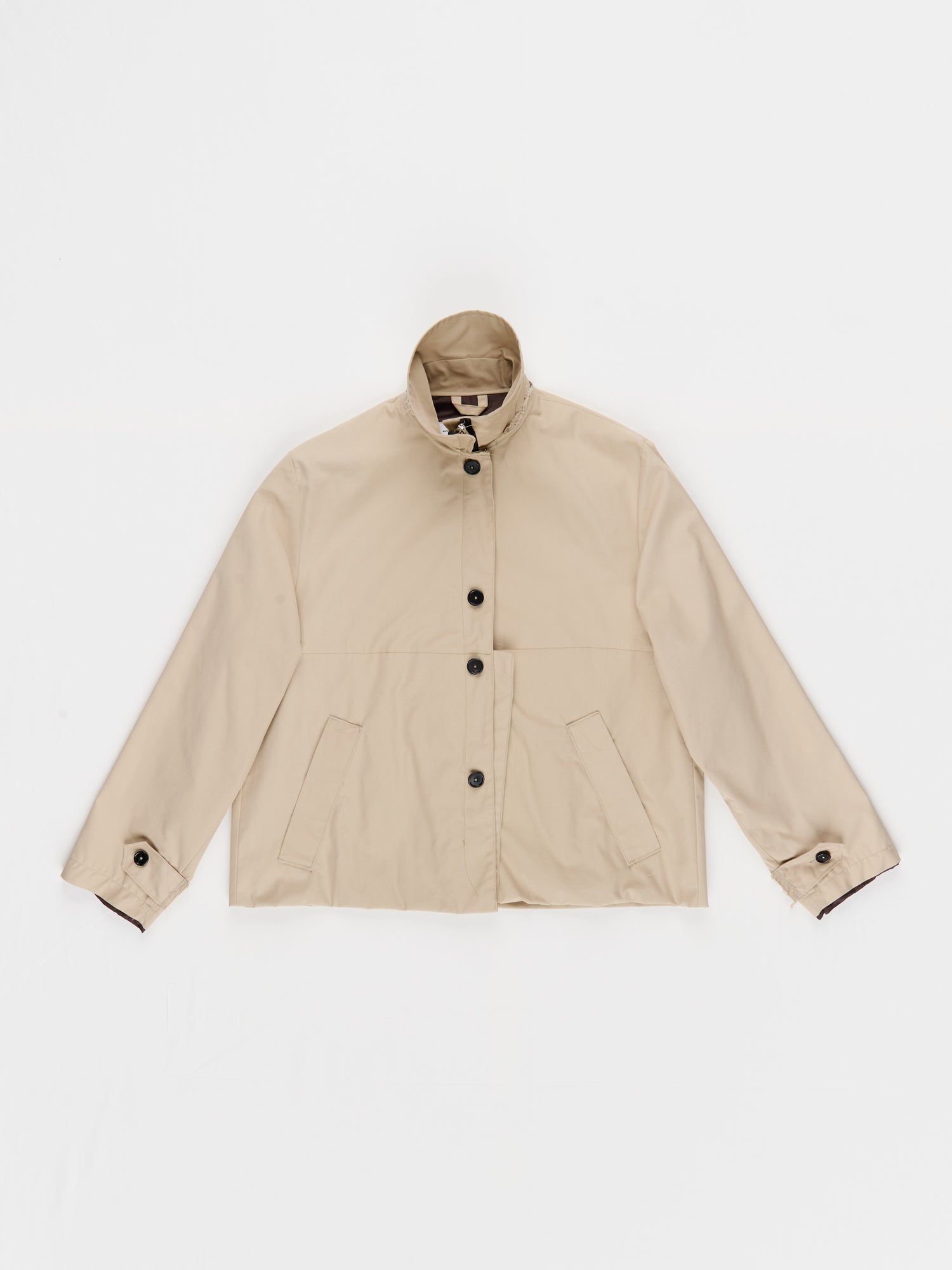 CF.23.RESEARCH.17.01 FOLDED ZIP TRENCH COAT macintosh twill beige or mud grey