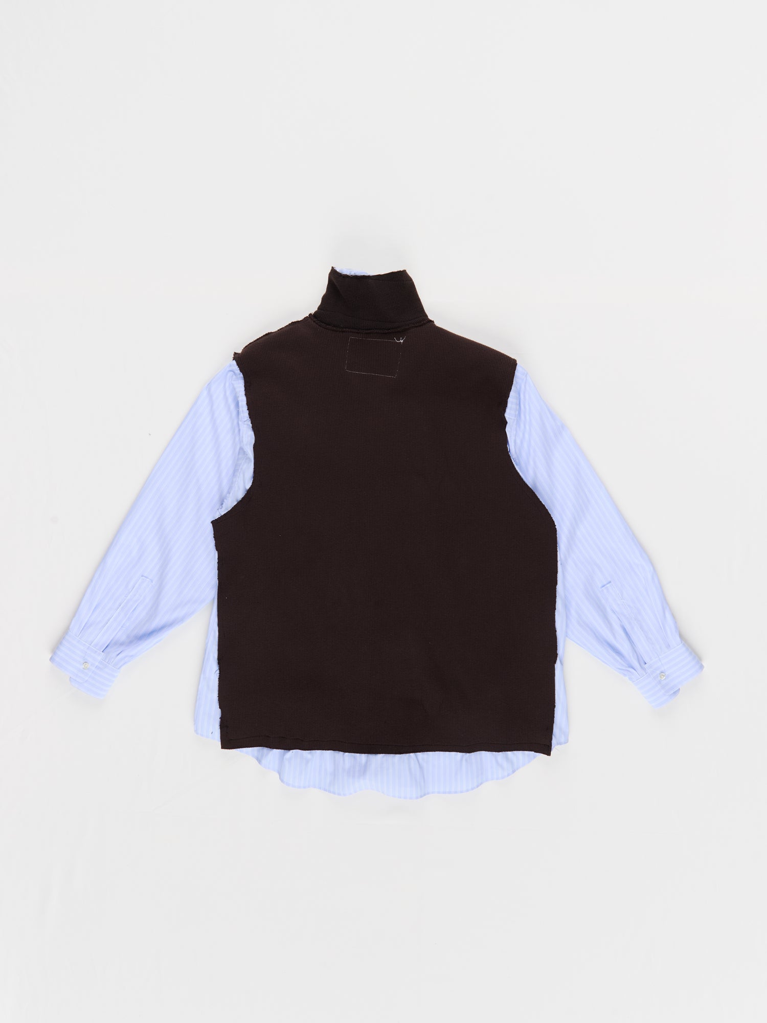 CF.23.RESEARCH.17.10 ZIP KNIT VEST/SHIRT papertouch shirting blue + brown