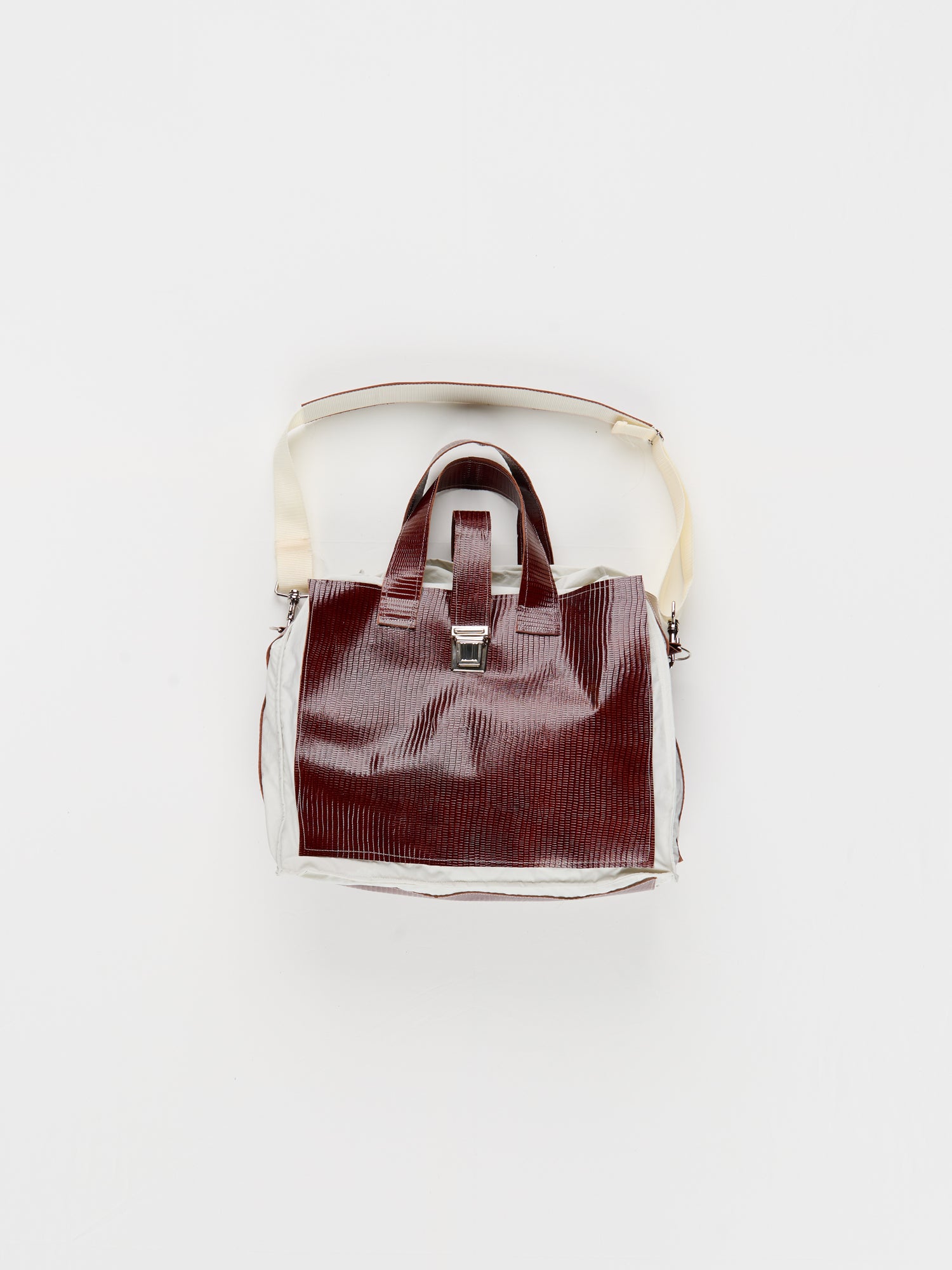 CF.23.14.04.01 PATCH SHOPPPER cow leather + nylon brown croc/off-white