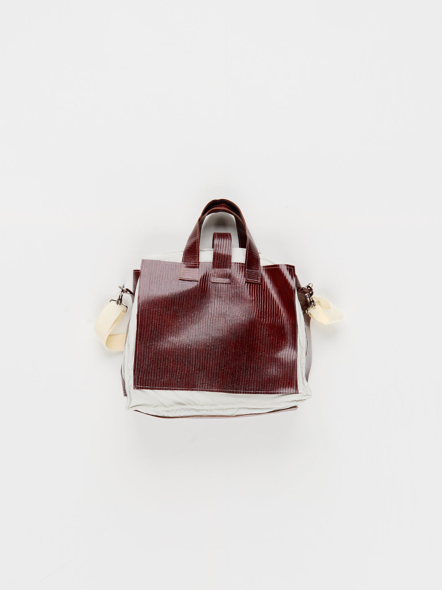 CF.23.14.04.01 PATCH SHOPPPER cow leather + nylon brown croc/off-white