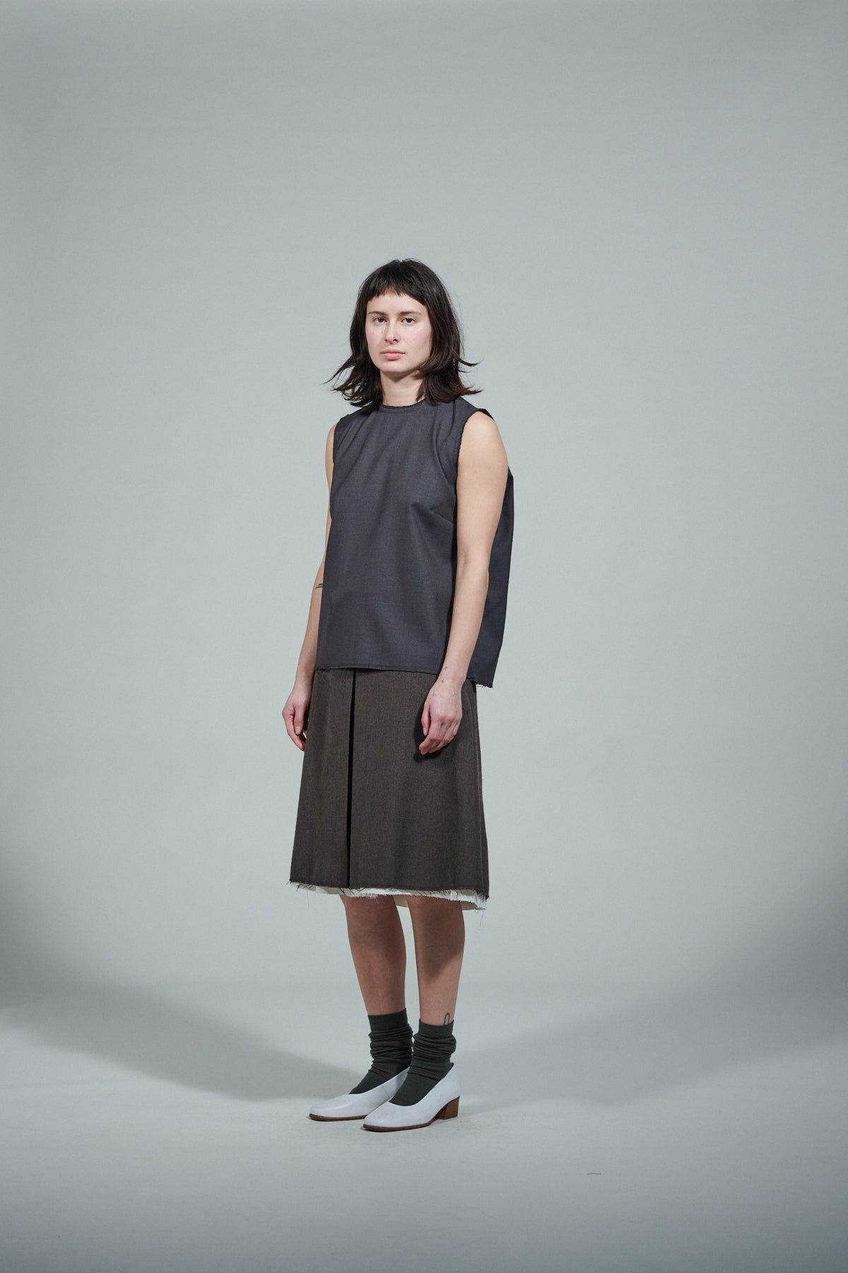 CF.22.07.02.01 MIDI SKIRT big weave wool brown