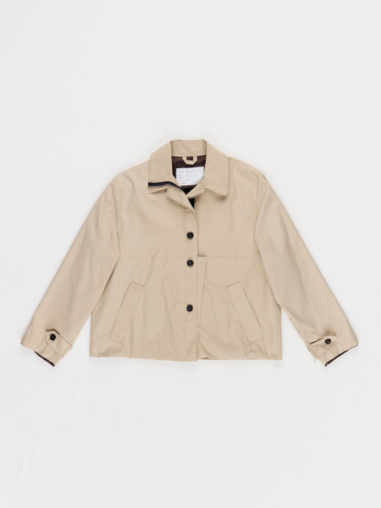 CF.23.RESEARCH.17.01 FOLDED ZIP TRENCH COAT macintosh twill beige or mud grey