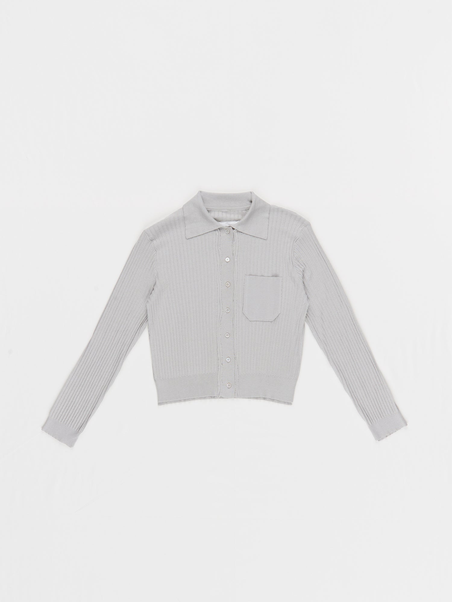 CF.23.03.01.02  70s CARDIGAN inside-out rib knit light grey