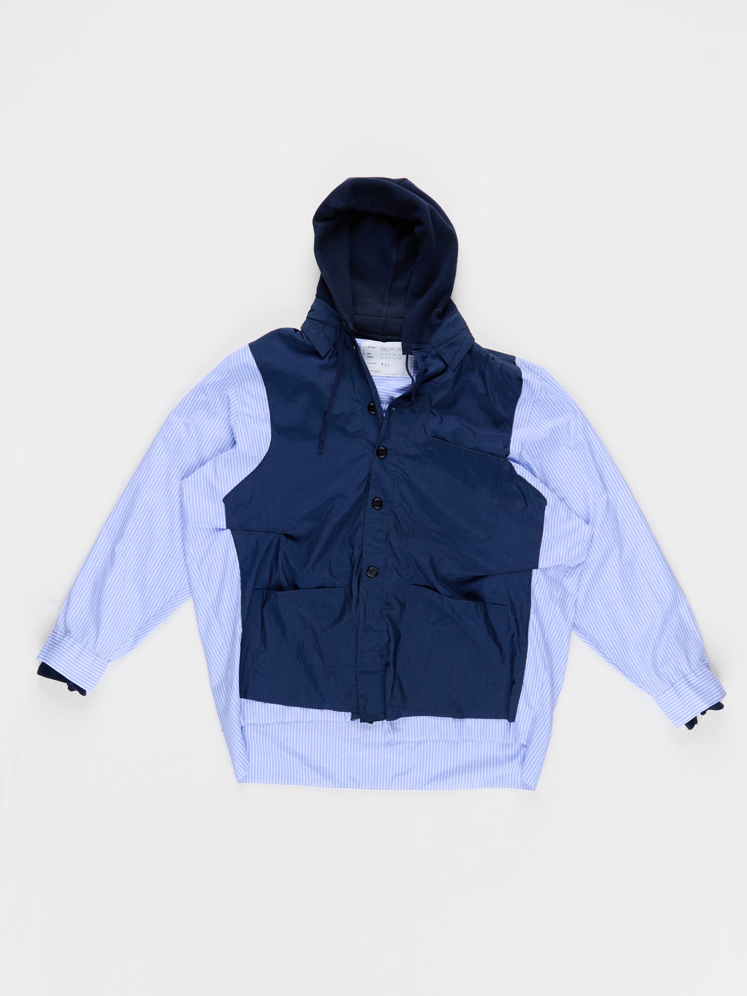 CF.23.RESEARCH.17.07 LAYERED WORKER JACKET/SHIRT shirting/tech-fabric light pink / army green