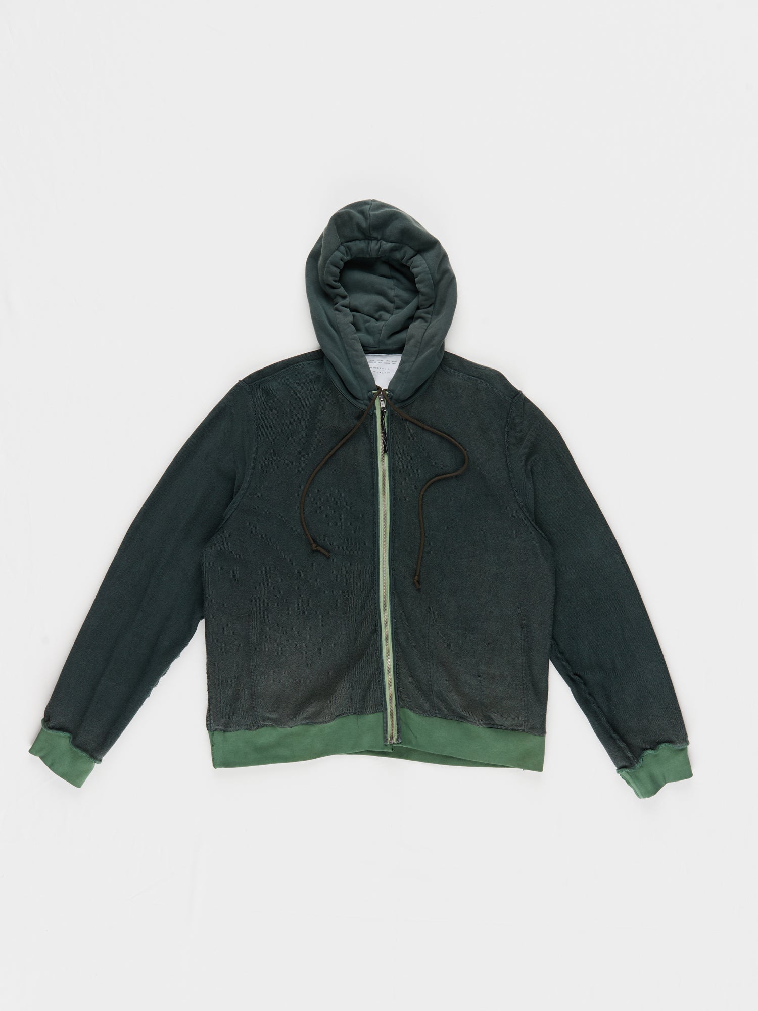 CF.23.02.01.02 FITTED INSIDE-OUT ZIP HOODIE heavy diagonal sweat sage/black faded