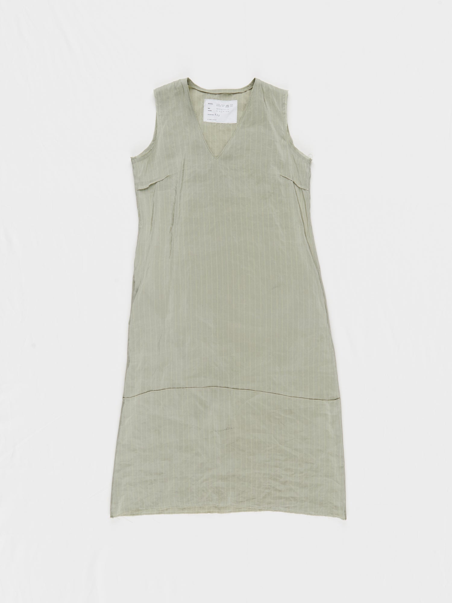 CF.23.08.04.02 V-NECK DRESS silky shirting green/blue stripe