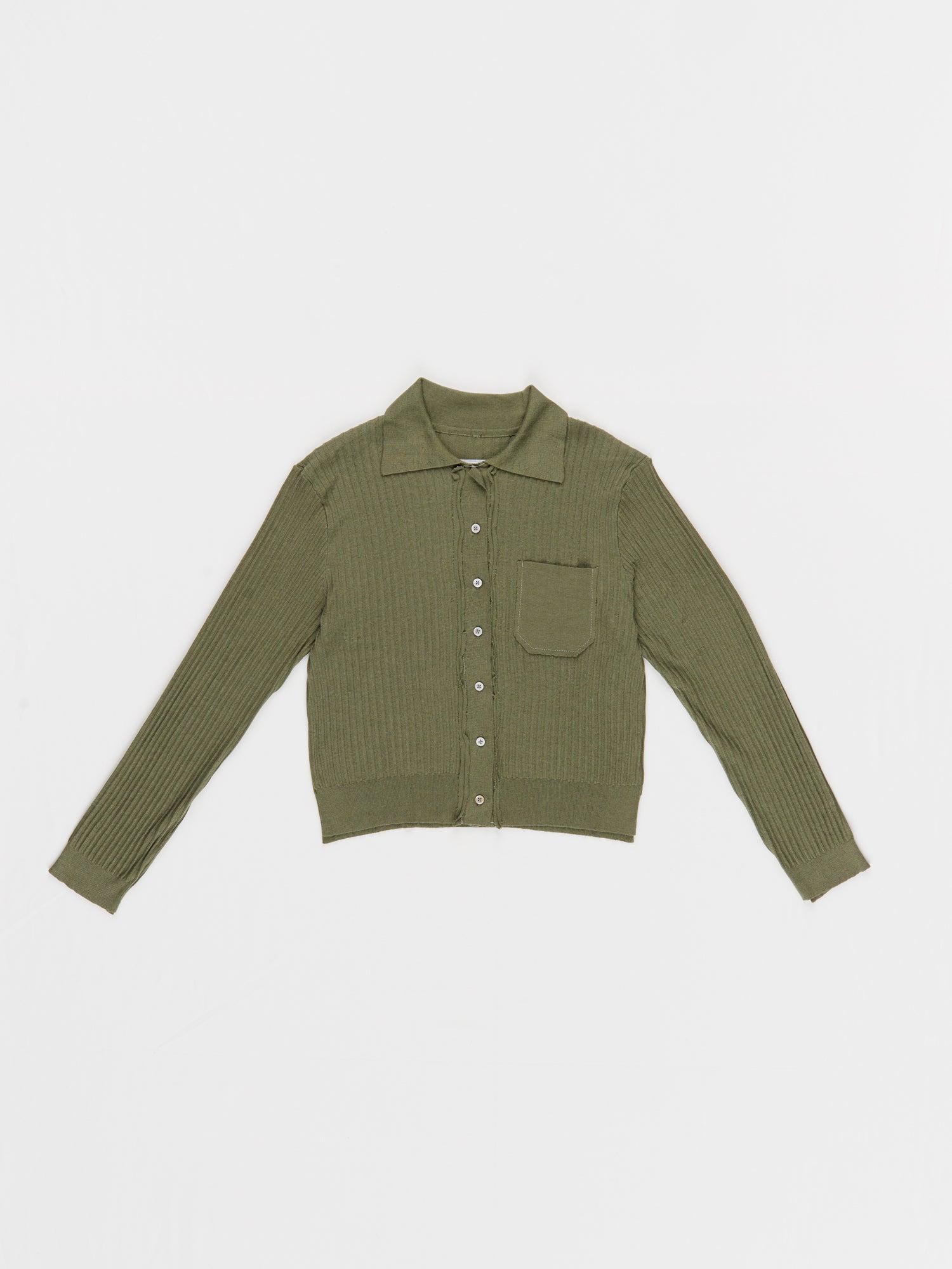 CF.23.03.01.01 70s CARDIGAN inside-out rib knit green