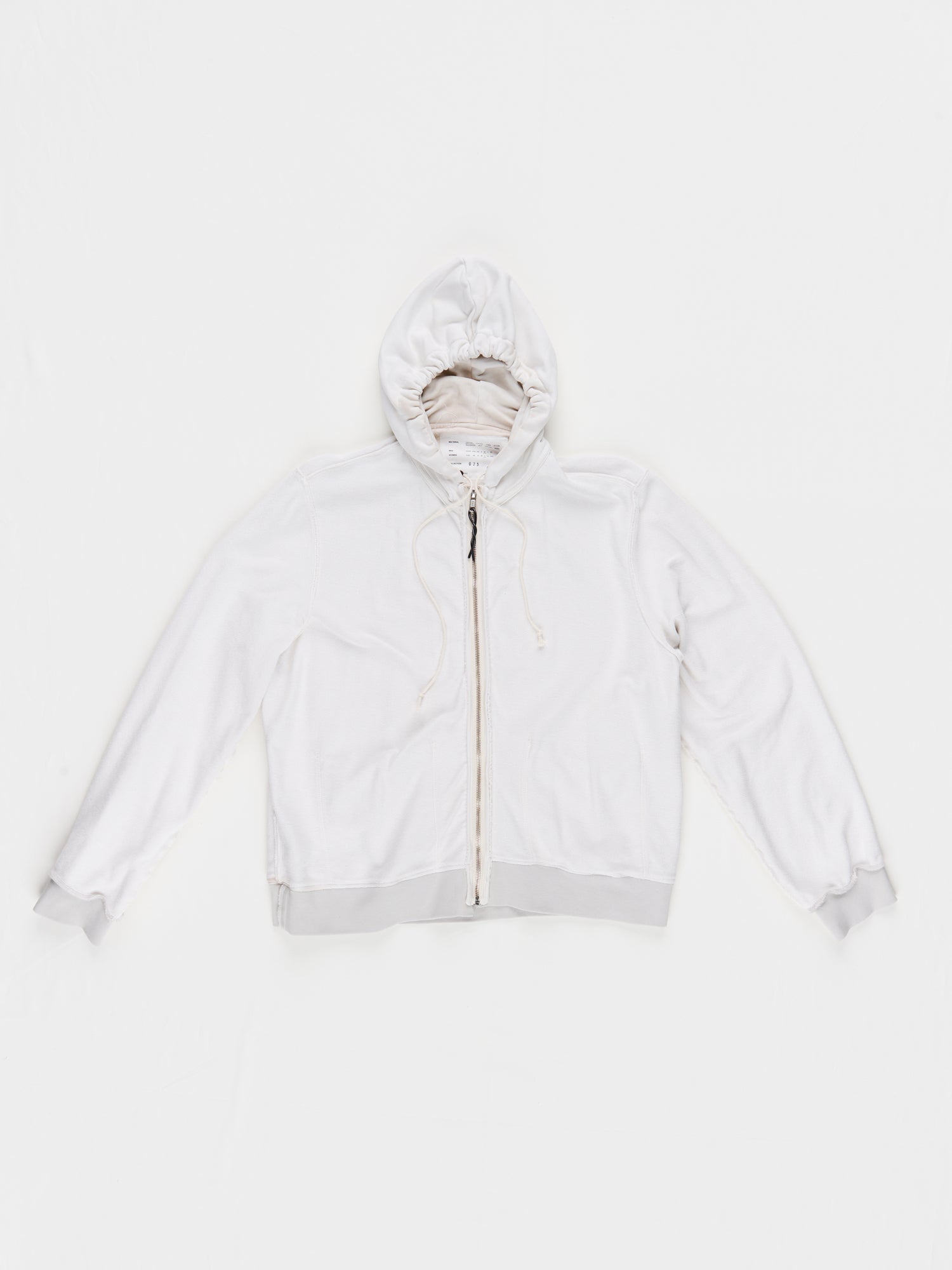 CF.23.02.01.01 FITTED INSIDE-OUT ZIP HOODIE heavy diagonal sweat lily white