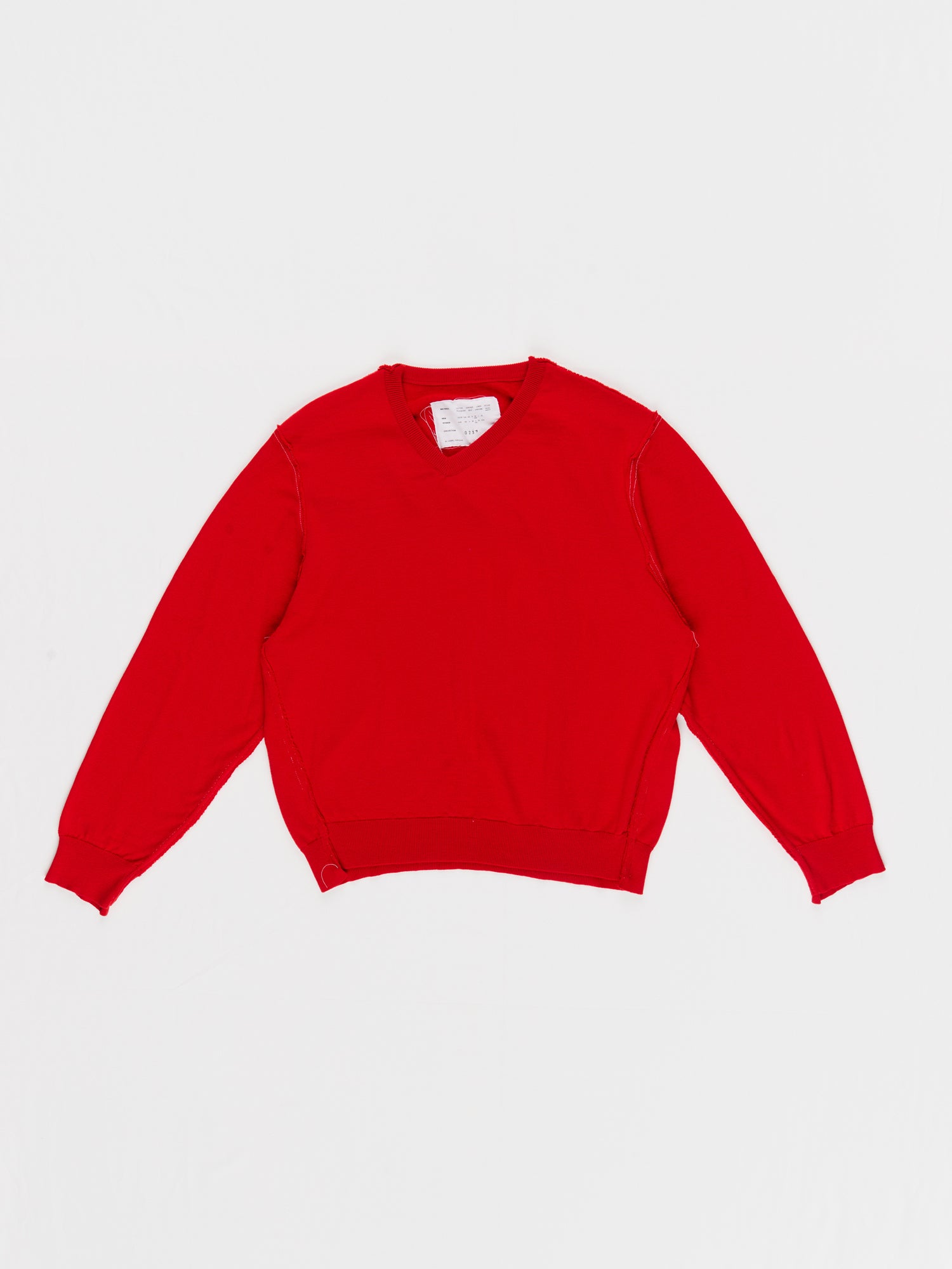 CF.23.03.04.02 V-NECK FRANKENSTEIN merino wool jersey red