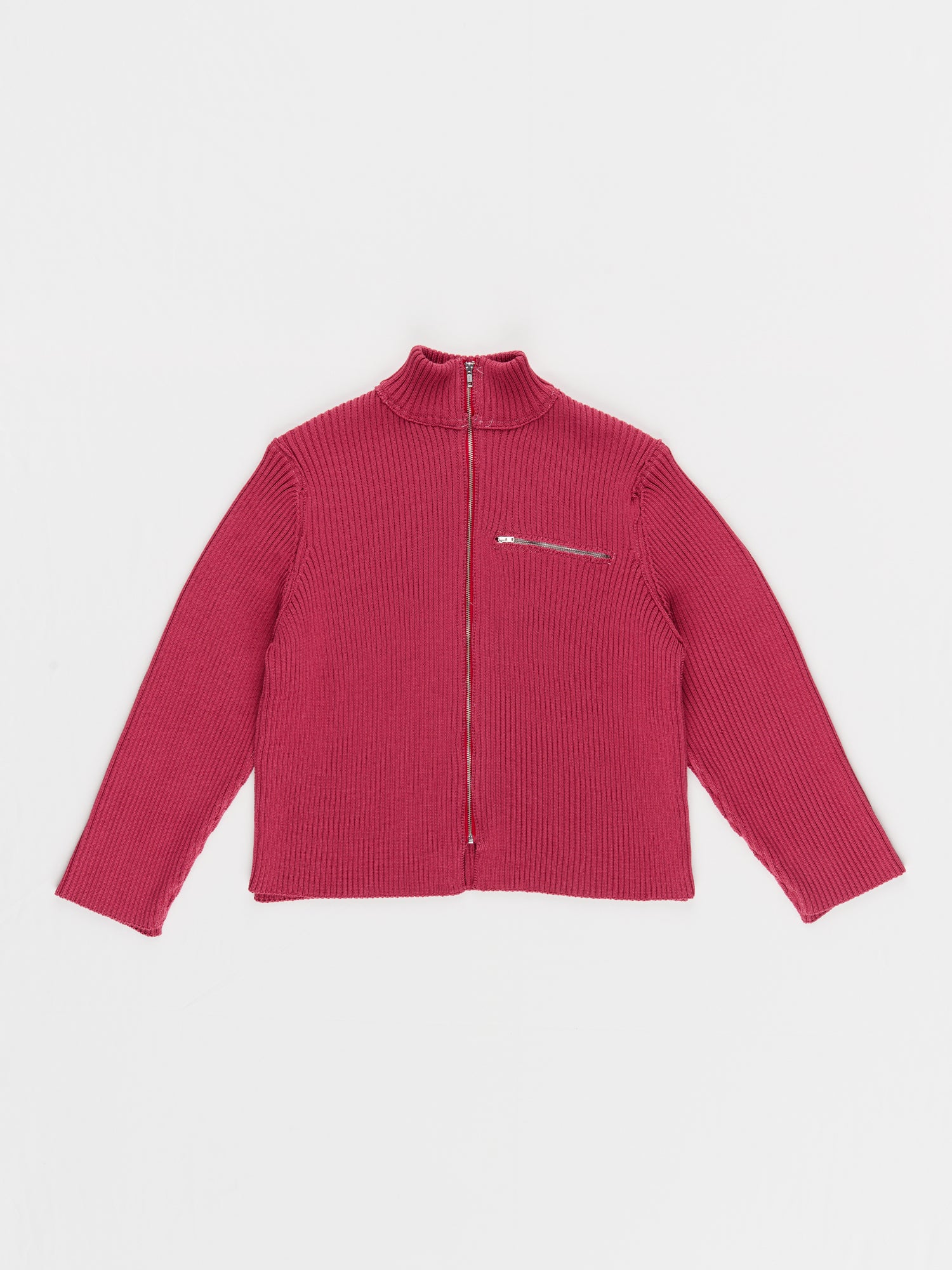 CF.23.03.05.02  ZIP-UP KNIT cotton 2x2 rib vintage red